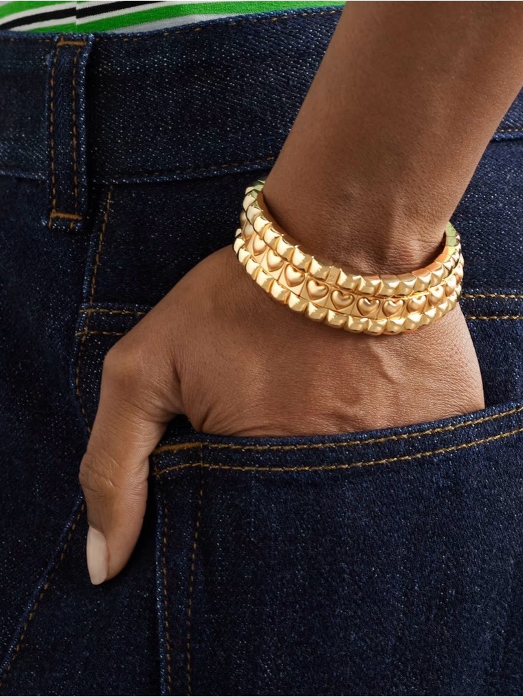 Roxanne Assoulin The Puffy Heart Stud Set Of Three Gold-Tone Bracelets Firm Pric
